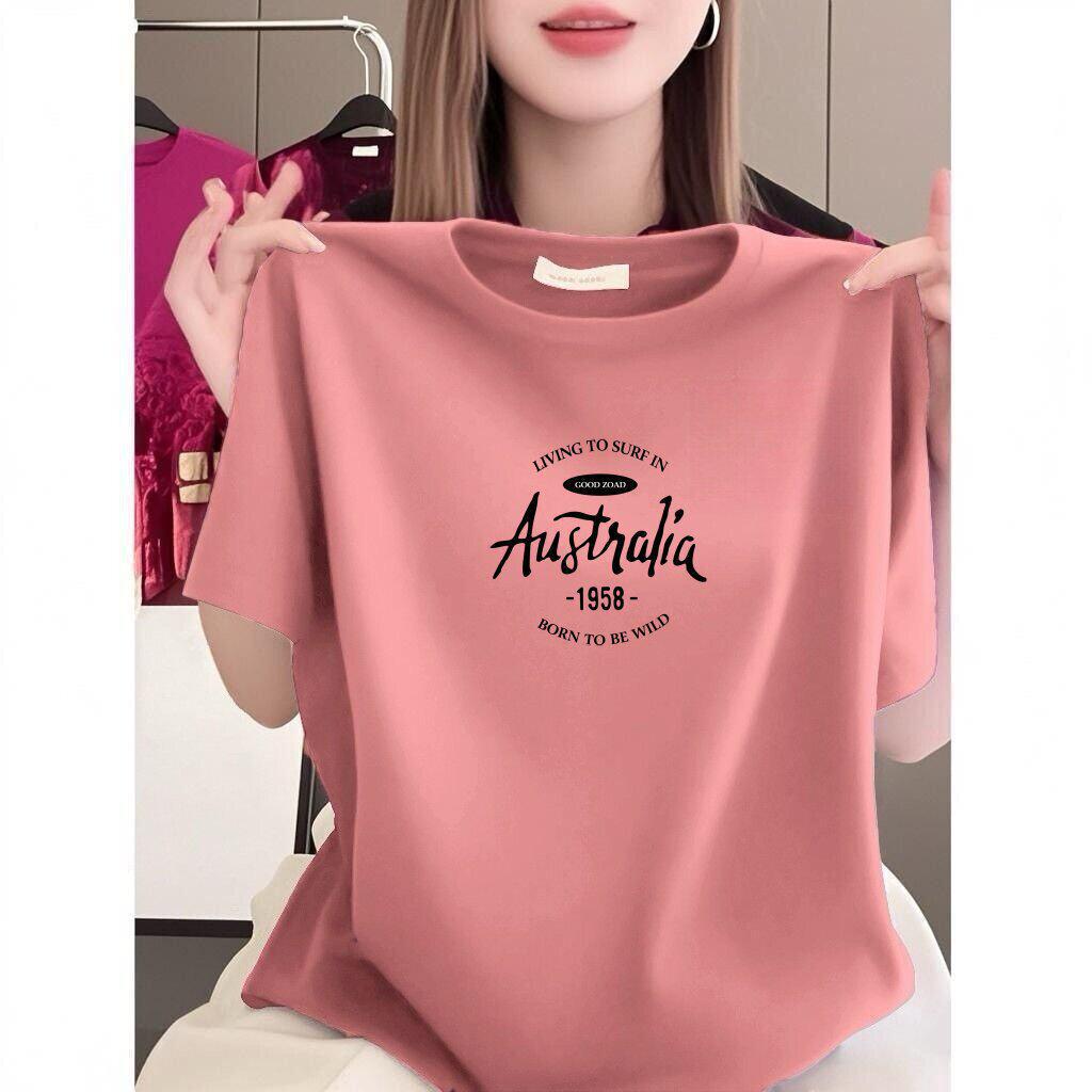 High-end Women's Letter Print Short Sleeve Round Neck Loose Slimming Casual T-shirt