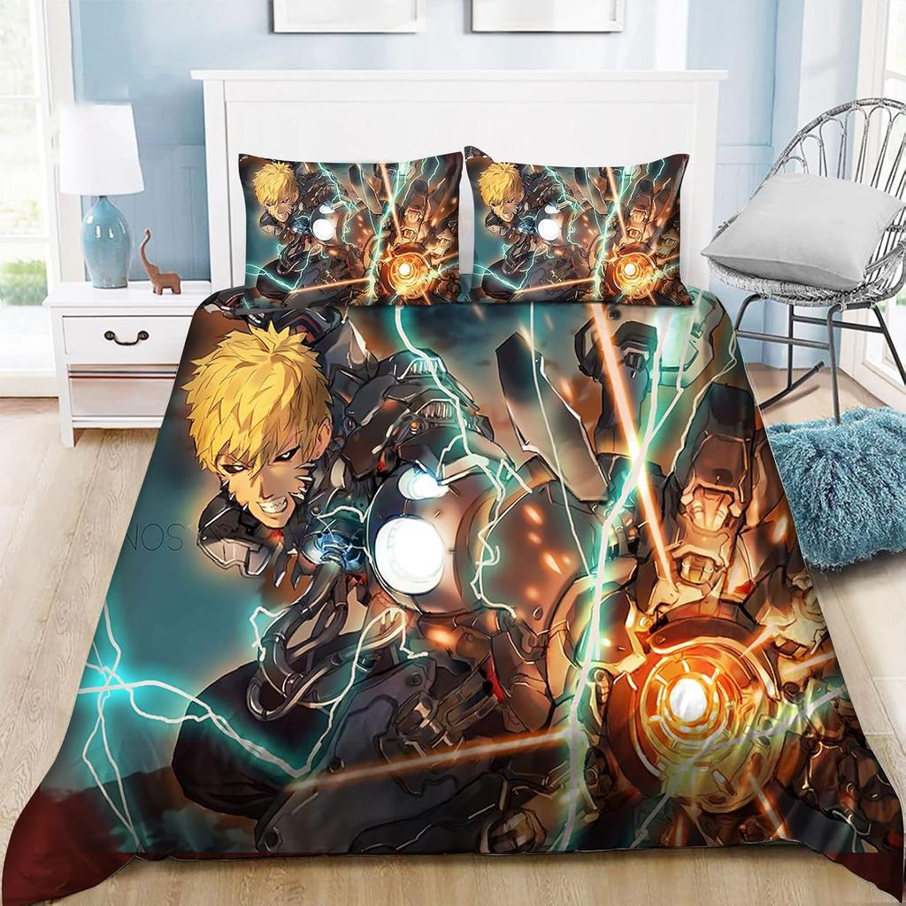 One Punch-Man Bed Set,Saitama Bedding For Adult Kids Bed Set , Punch-Man Quilt Cover,Comforter Cover Bedding Set