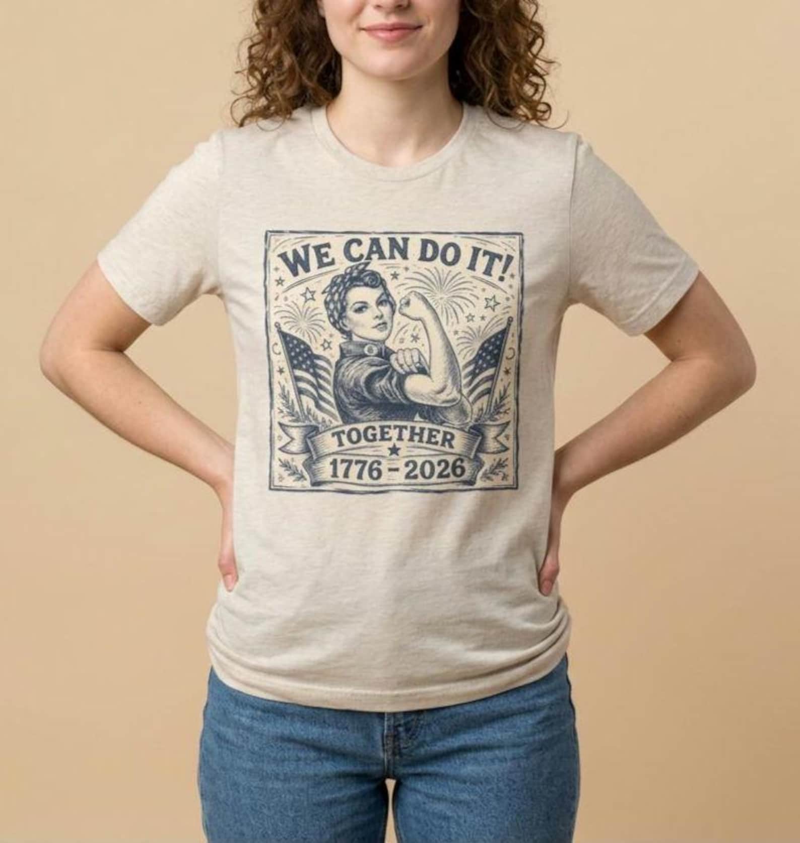 We Can Do It Together 1776-2026 T-Shirt | Patriotic Rosie the Riveter Tee 2XL