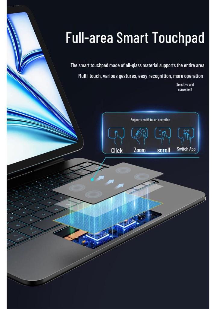 Compatible iPad Magic Keyboard A16 Aluminum Alloy Air 11 Magnetic Pro11 Tablet Case 10th Gen Protective Cover.