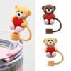5Pcs Silicones Straw Cover Caps Bear Heart DustProof Drinkings Straw Caps Reusables Straw Tip Lid for Tumbler Cups