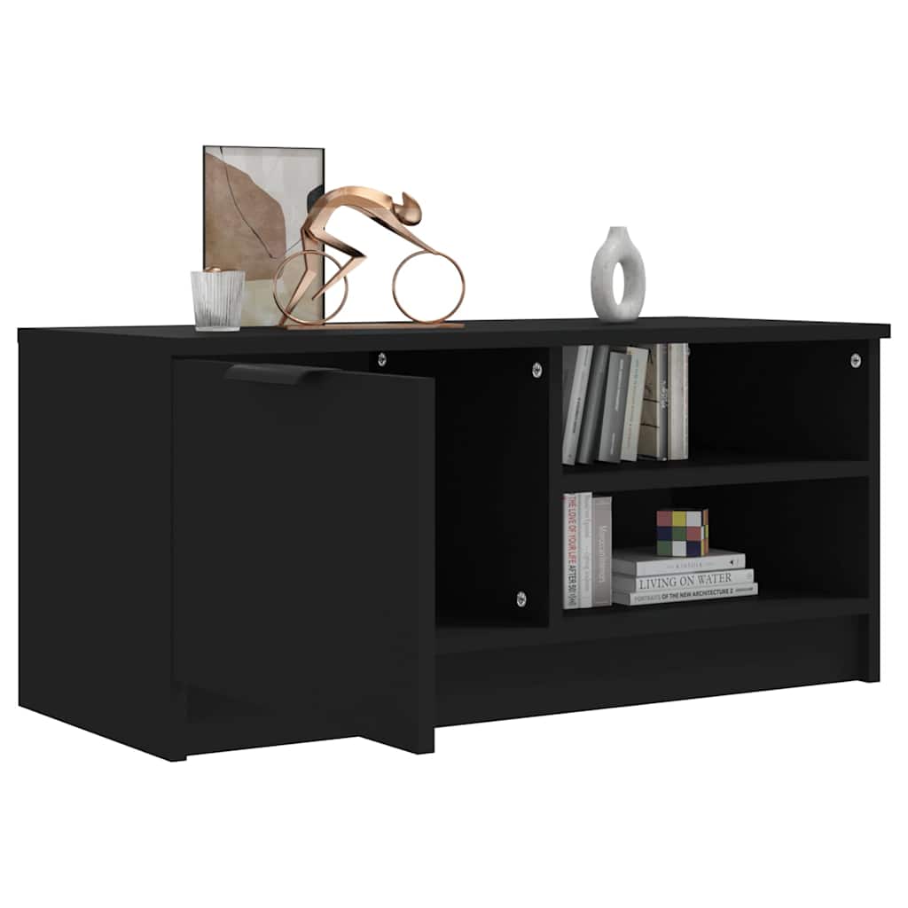 Vidaxl Szafka Pod Tv, Czarna, 80X35X36,5 Cm, Materiał Drewnopochodny