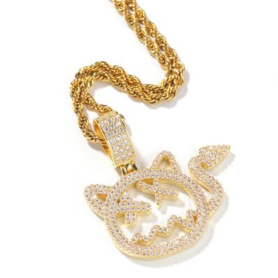 European and American New Cartoon Little Devil Pendant Copper Inlaid Zircon Fashionmonger Personalized Hip Hop Necklace Sweater Chain
