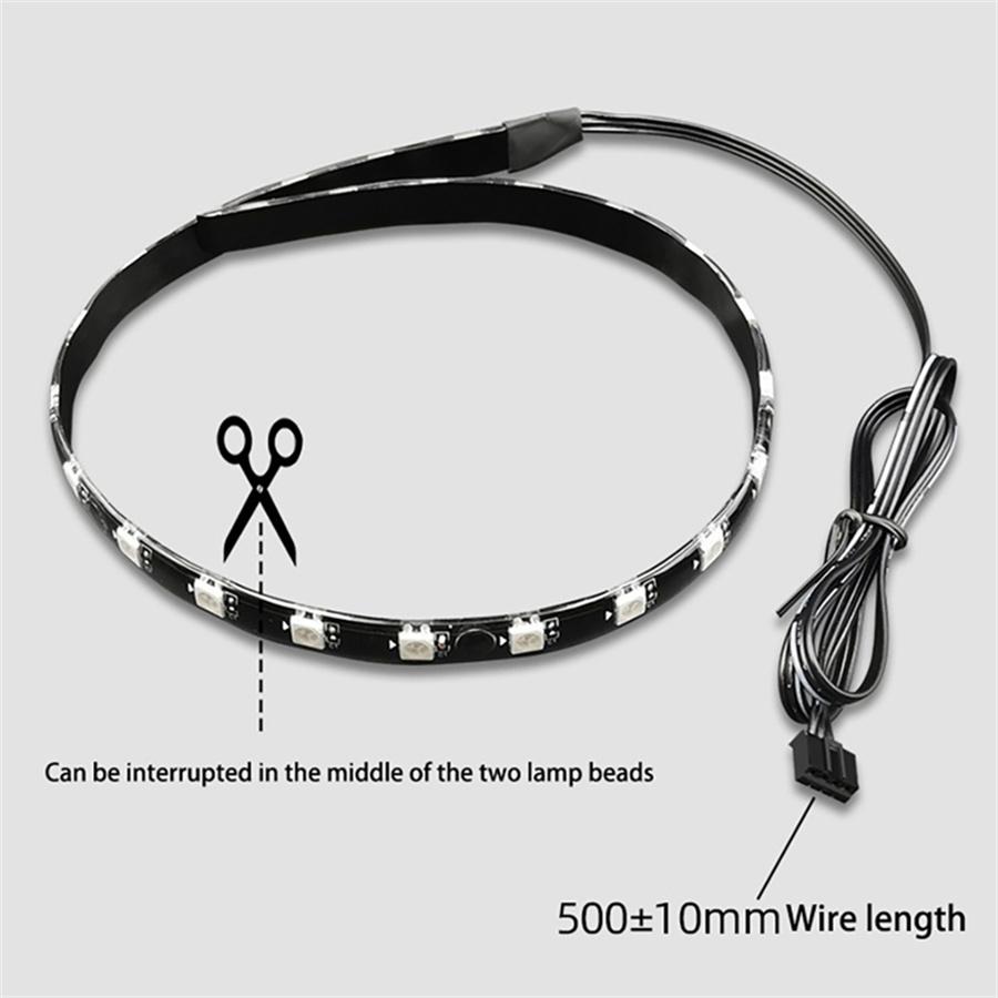 2PCS 40cm Magnetic RGB Lighting Strip With 5V 3Pin ARGB Remote Control for Computer Cases  Motherboard Synchronization Music Rhythm