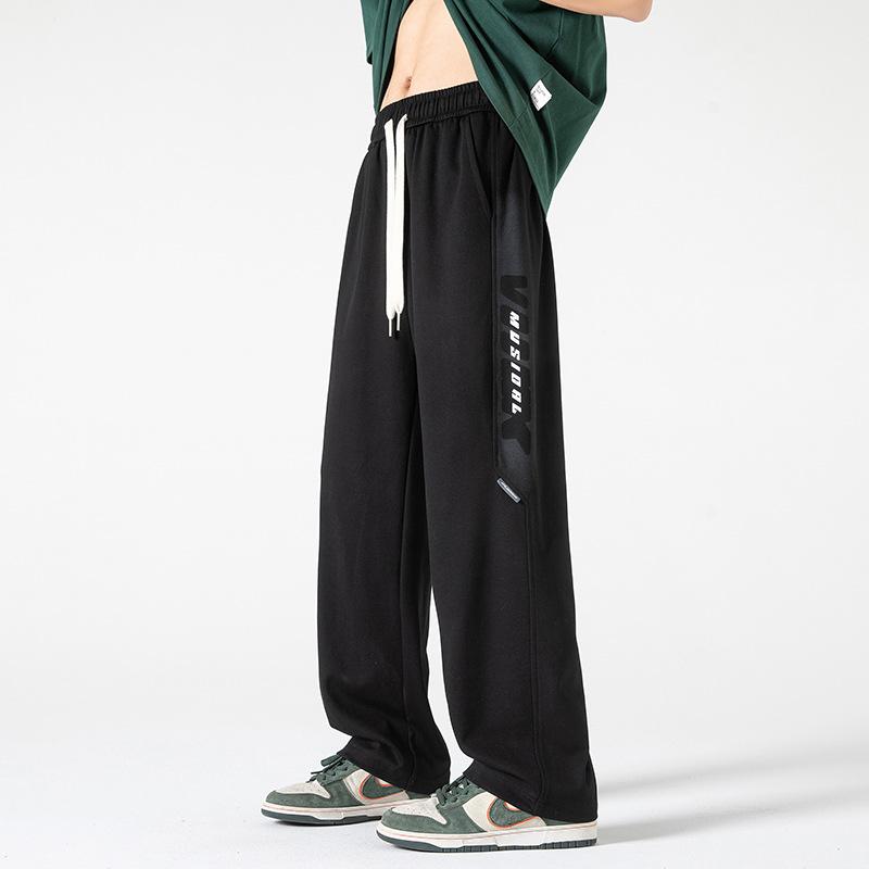 

Spring and autumn new sweatpants men s fashion loose and versatile solid color sports wide-leg pants casual and comfortable trousers M
