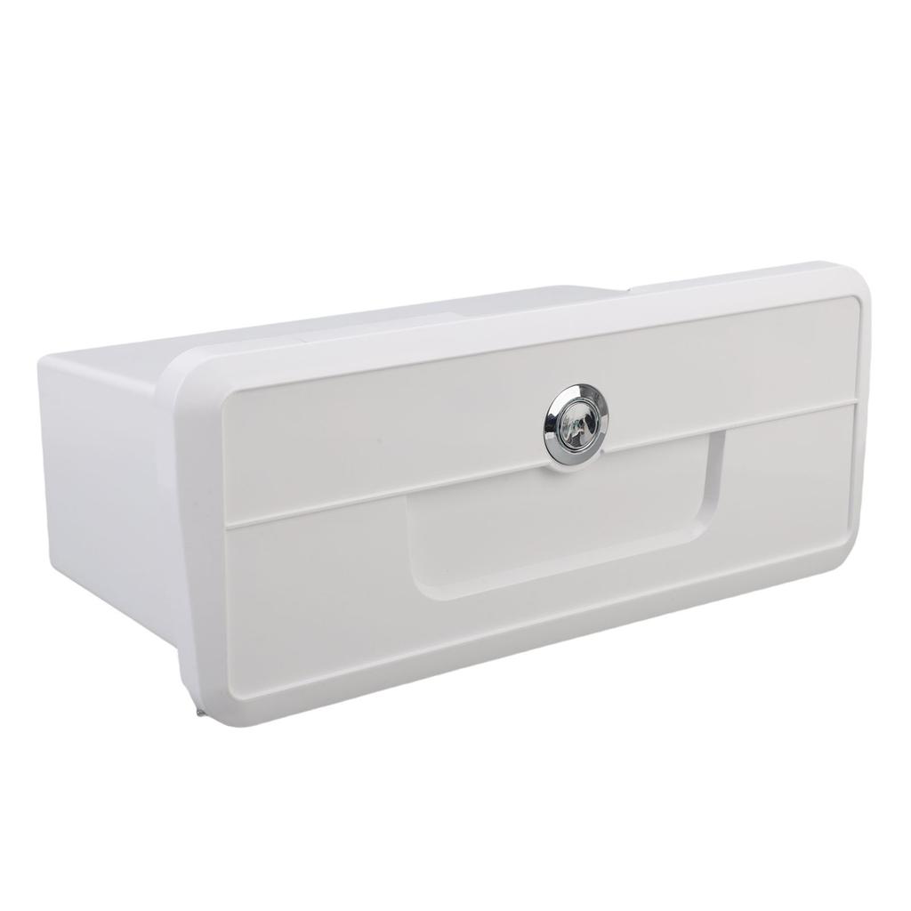 Boat Storage Box Multifunctional Cup Holder Design Rain Proof Sealing Yacht Dock Box with Concealed Button Lock White
