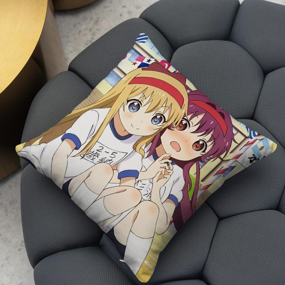 Yuru Yuri Cushion Cover Reversible Plush Pillow Cover – For Car, Sofa, Bedroom, Perfect As a Gift.