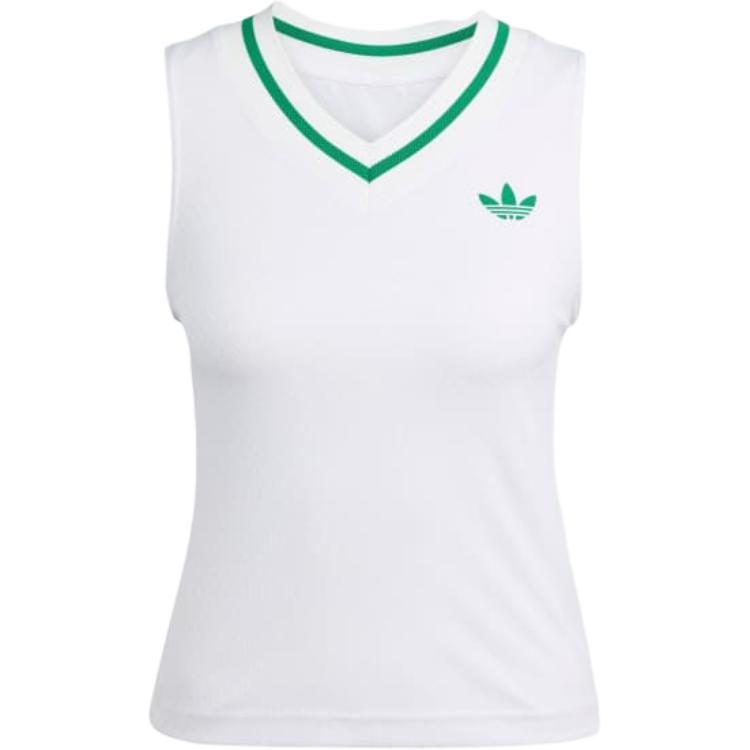 

Adidas Originals Solid Color Brand Logo Slim Fit Straight Cut Tank Top Women tops White JM4737 XS