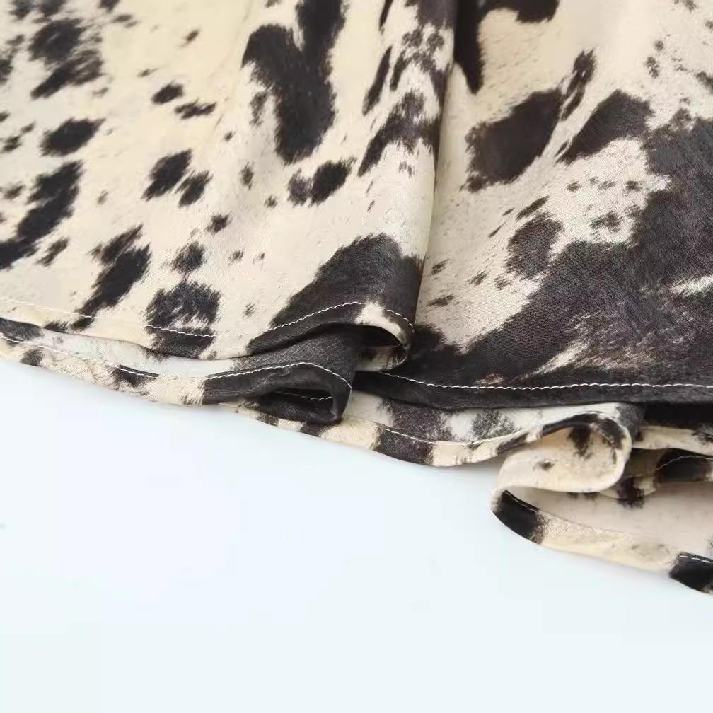 Fustă Midi din Satin cu Imprimeu Animal pentru Femei de Primăvară/Toamnă - Stil European și American