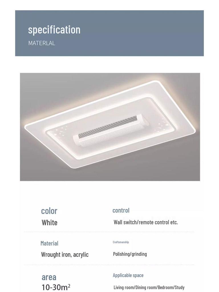 Leafless Ceiling Fan Light: Modern Smart Voice-Control Tricolor for Living Room & Bedroom - 110V, English