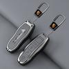 Zinc Alloy Leather Car Key Case Cover For Porsche Cayenne Panamera Macan Cayman 718 911 Taycan Interior Accessories Sticker