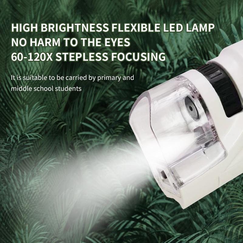 Mini Pocket Microscope Kit 60 To120x Portable Laboratory Microscope with LED Light for Kids Science Experiment Utensils