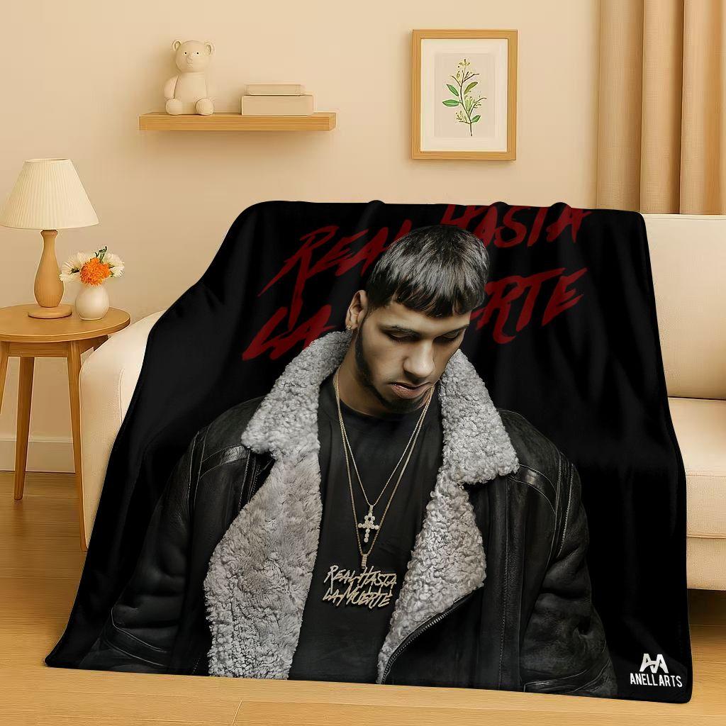 3D Anuel AA Real Hasta La Muerte Rapper Flannel Blanket,Ultra Soft Warm Plush Throw for Home Bedroom Bed Sofa Cover Kids Picnic