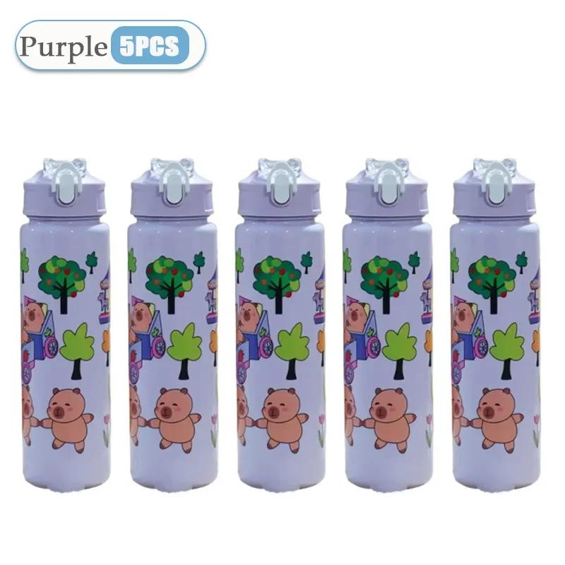 Capybara Straw Cup Kids Water Bottle Large Capacity Cute Capybara Cartoon Sippy Cup with Straw Portable for Children