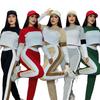 TW776 Women's Color Block Patchwork Street Style Two-Piece Set: Long Sleeve Top & Casual Pants
