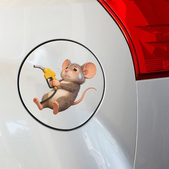Fun Fuel Cap Sticker Cute Dog Cat Mouse Car Sticker Waterproof