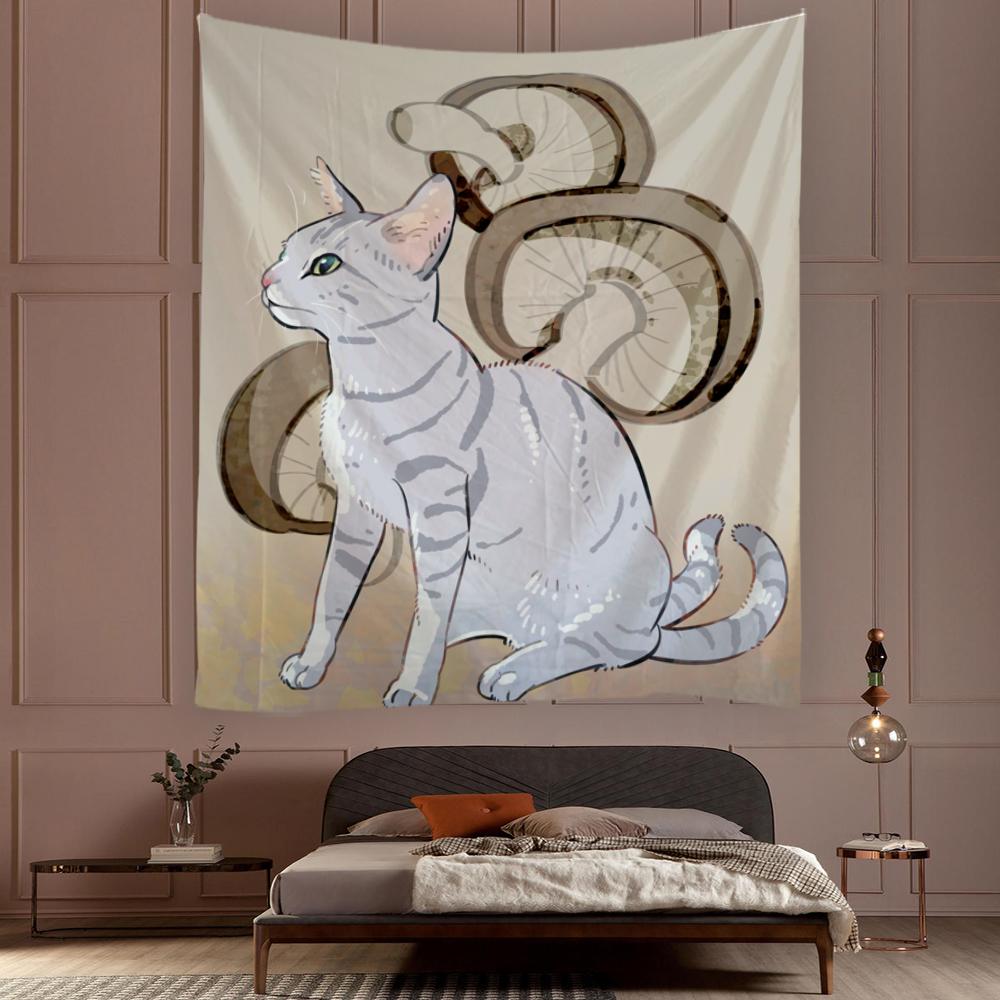 Bedroom Living Room Tapestry Cat Print Tapestry Kawaii Room Decor Tapestry Wall Hanging Home Decor Psychedelic Tapestry