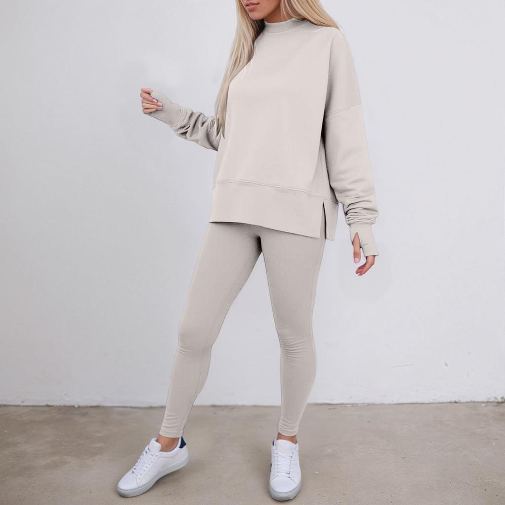 Suit For Women Long Sleeve Casual Pullover Warm Winter Pant+Tops