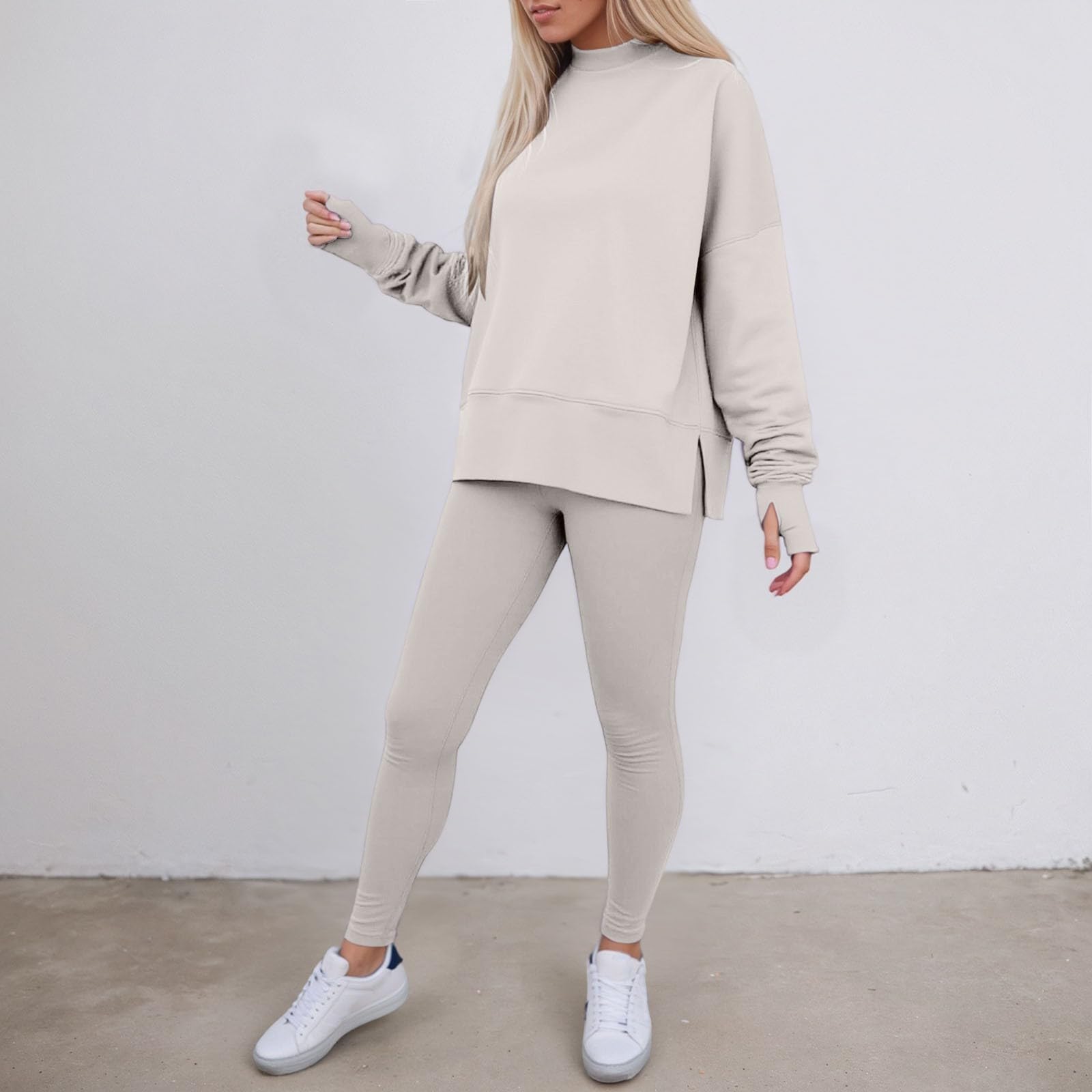 

Костюм для женщин с длинным рукавом, повседневный пуловер, теплый зимний, брюки + топ XL