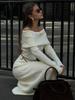 Ladies Knitwear Maxi Dress Fashion Knit Long Dress Off-Shoulder Female Ribbed Loose High Waist Elegant Autumn Party Dress