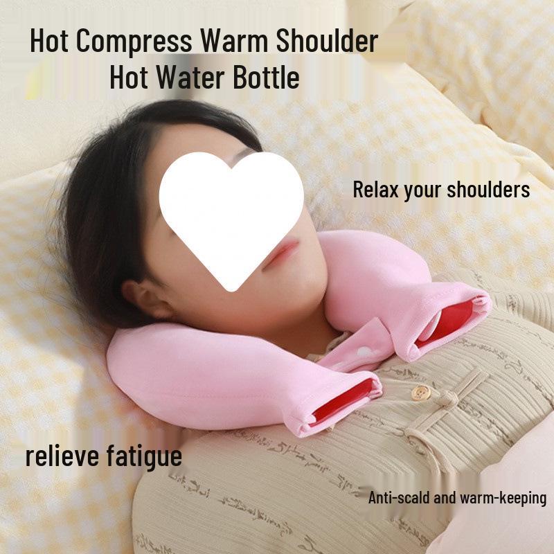 U-förmiger Heißwasserbeutel für die Halswirbelsäule - Explosionsgeschützt & Verdickt für Nacken- und Schultertherapie