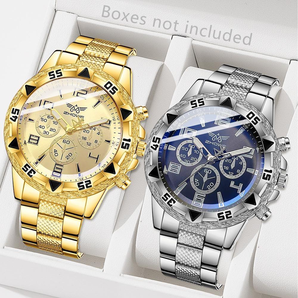 Men's Watch Blu-ray Glass Quartz Watch Classic Watch False Three-eye Digital Alloy Watch