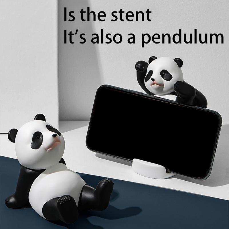Panda Figurines For Interior Modern Resin Sculpture Statue Cartoon Panda Shape Desktop Phone Holder Home Office Desk Decor