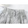 Summer Women Vintage Print Linen Thin High Waist Wide Leg Pant Trouser With Pocket