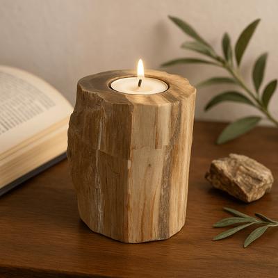 Petrified Wood Tealight Candle Holder