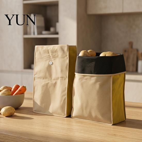 Vegetable Storage Bags Reusable Self Sealing Potato Onion Bags, Light Blocking Bag with Side Home Kitchen Supplies Zipper, Non-woven Fabric