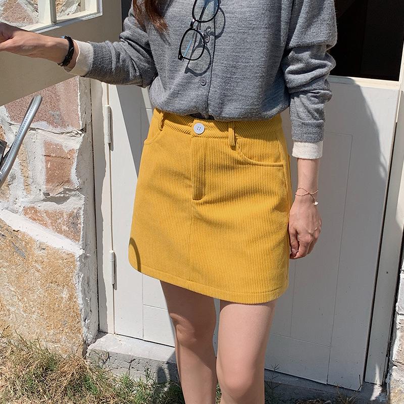 

Saidi Corduroy A-Line Skirt 2025: New Petite Korean Retro High-Waist Slimming Style XL [125-140 lbs]