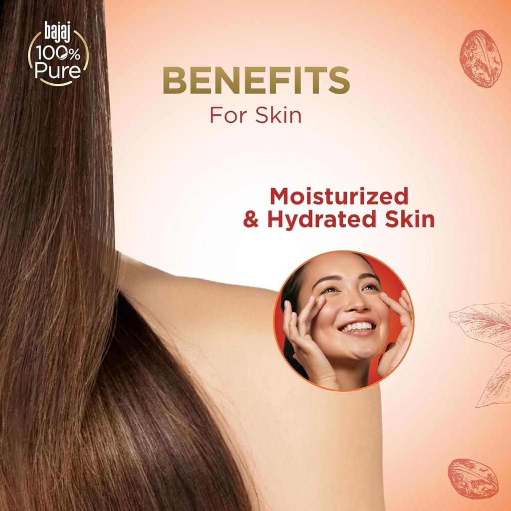 BAJAJ 100% Pure Castor Oil 200ml Natural Cold-Pressed Hair Skin Oil No Silicones Paraben Lead Free