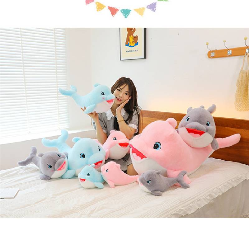 Cartoon Plush Dolphin Toy Sofa Cushion Children Marine Animal Doll Home Decor