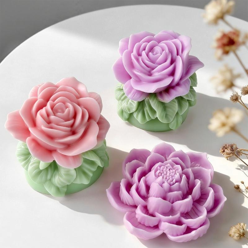Food Grade Silicone Florals Shaped Candle Making Mould For Home Decoration Craft