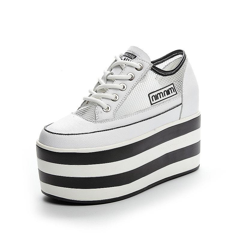 Muffin shoes women's summer new inner height increase mesh breathable women's shoes comfortable and thin super high heel platform casual shoes tide