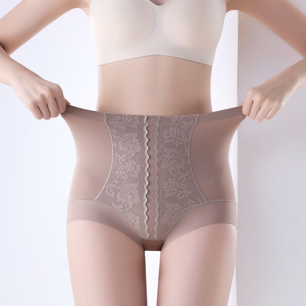 Lace Flower Slimming Shapewear Ice Silk Body Shaping Panties Tummy Control Underwear  Female