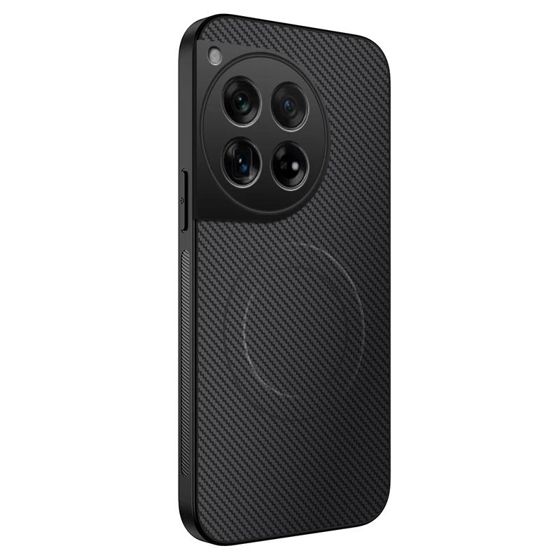 Anti-Drop Carbon Fiber Silicone Soft Phone Case For OnePlus 11 12 13R Lens Protect Magnetic Wireless Charging Back Cover Cases