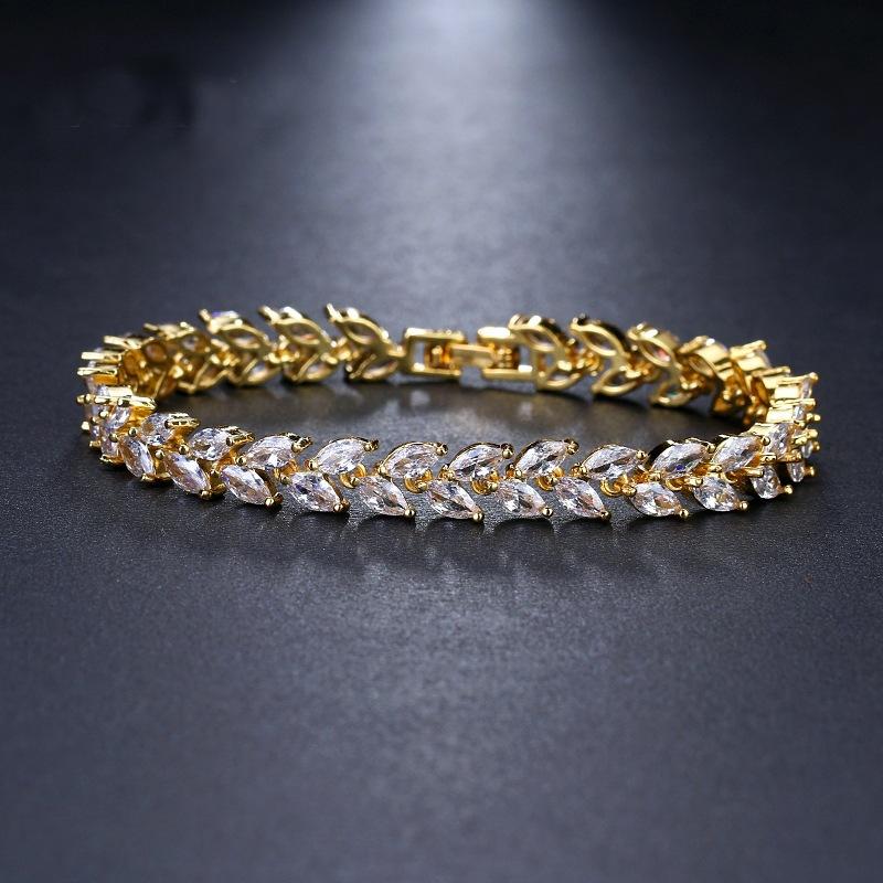 Colorful Crystal Willow Leaf Bracelet Women'S Niche Design Bracelet Bracelet Jewelry Zircon