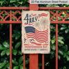 2D Flat Vintage 4th of July Independence Day Aluminum Wall Art Sign - Patriotic American Flag Design with Fireworks & Stars, Rustic Home Decor for