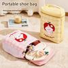 Cute Cartoon Plaid Portable Shoe Storage Bag Waterproof Dustproof Travel Shoe Organizer Pouch With Hand Handle Easy Wipe Clean