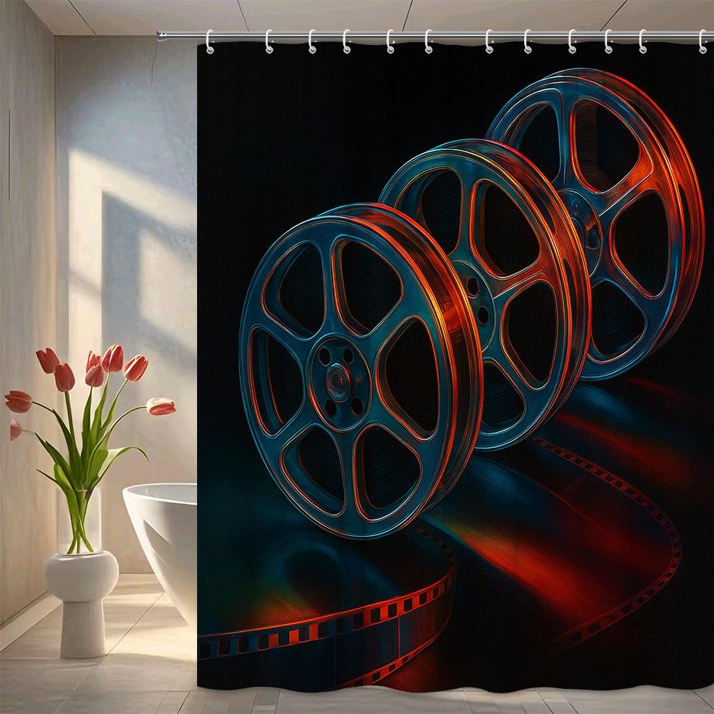

Film Reel Movie Theater Shower Curtain Machine Washable All Season Waterproof Privacy Protection Cinema Design Creative 12Hooks W60H190(CM)-1 Pcs