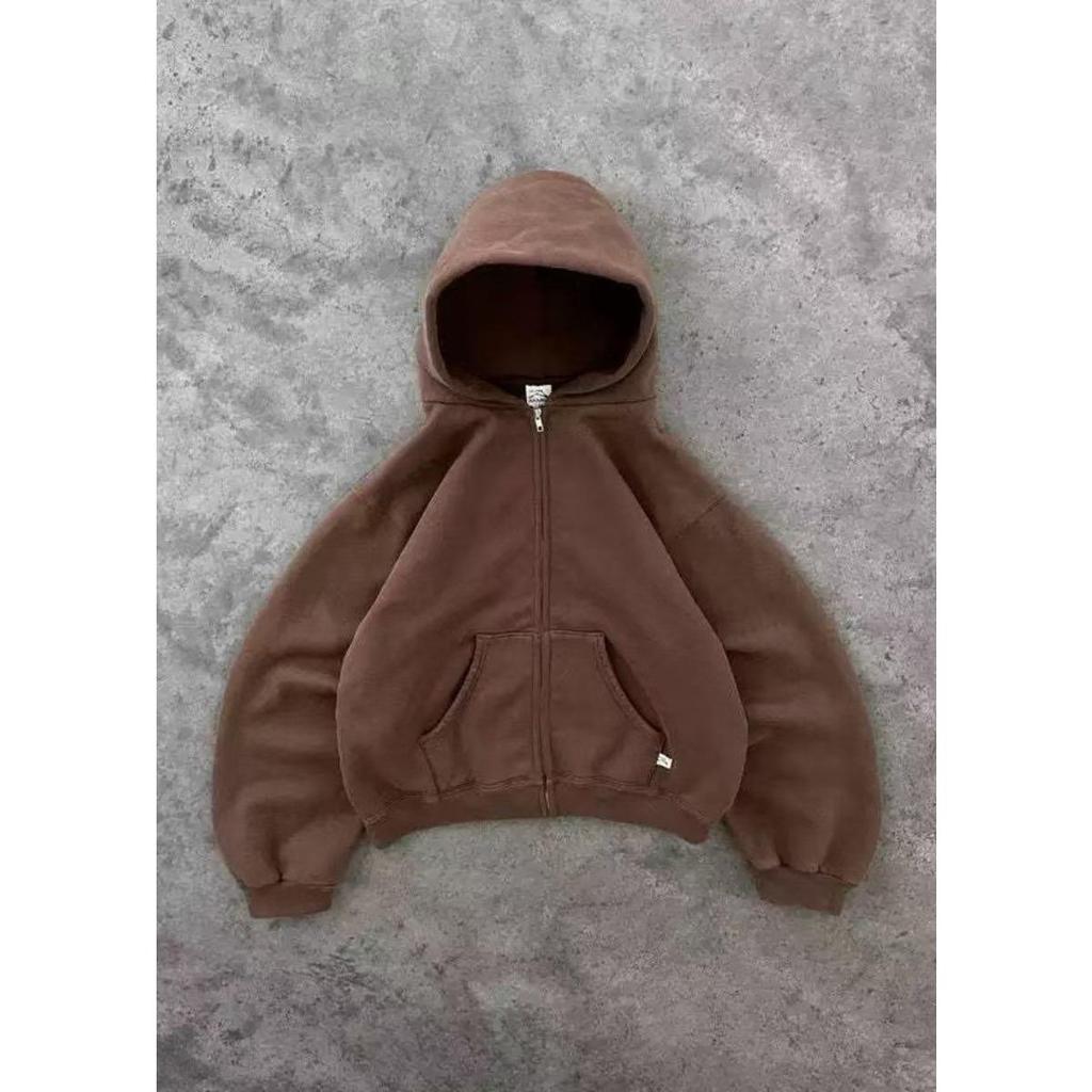 ZYLLO Amerikanischer Retro Einfarbiger Hoodie Damen Herren Herbst Langarm Oberteile Kapuzenpullover Streetwear Hip Hop Pullover Y2K Sweatshirt Neu