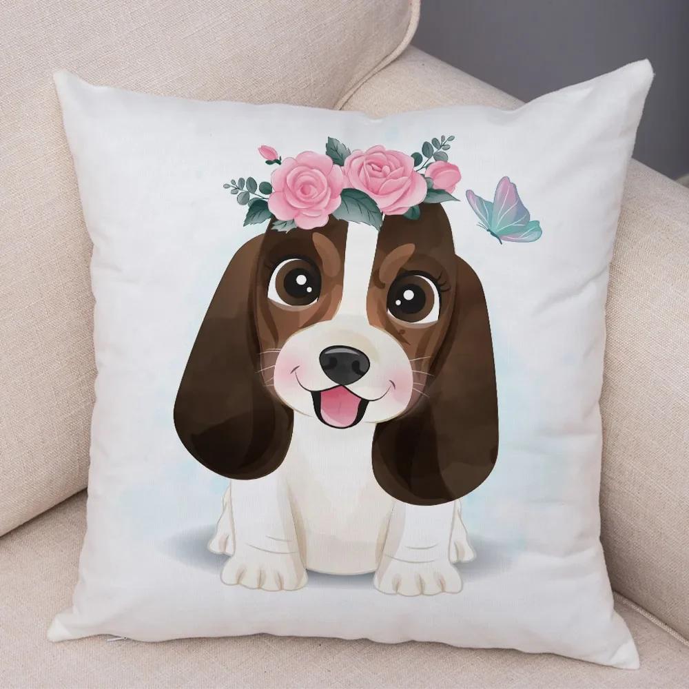 Haustier Hund Katze Druck Kissenbezug Farbe Niedlich Cartoon Tier Kissenbezug Dekoration Sofa Zuhause Kinderzimmer