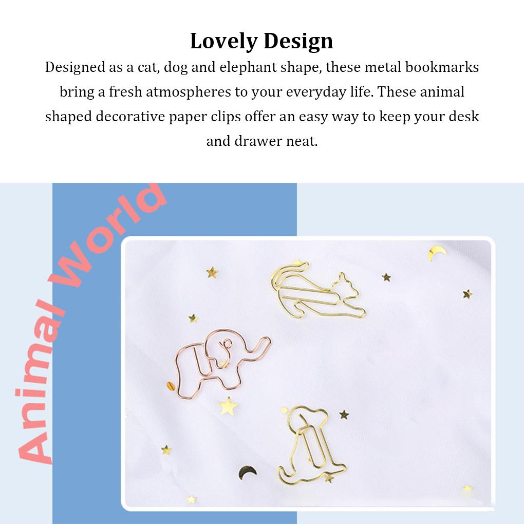 30Pcs Paper Clip Animal Envelope Clips Bookmark Pin Students Mini Novelty File For Business Stationery Supplies