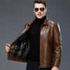 Veste en cuir pour hommes d'âge moyen et âgés, fourrure pour l'automne et l'hiver, veste à revers épaisse et en peluche pour hommes, veste en cuir véritable