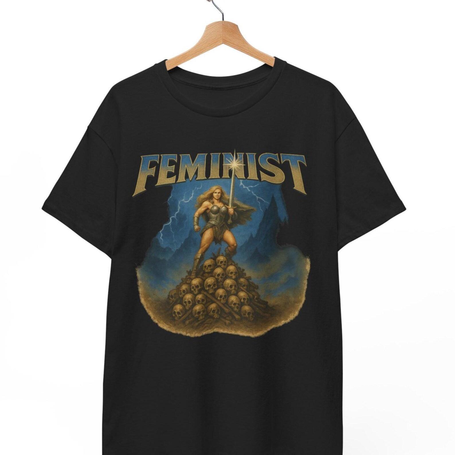 Feminist Warrior T-Shirt: Retro Meme Graphic Tee, Equality Humor 2XL