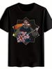 Vintage Rock Band Graphic T-shirt - Black Retro Guitarist Tee