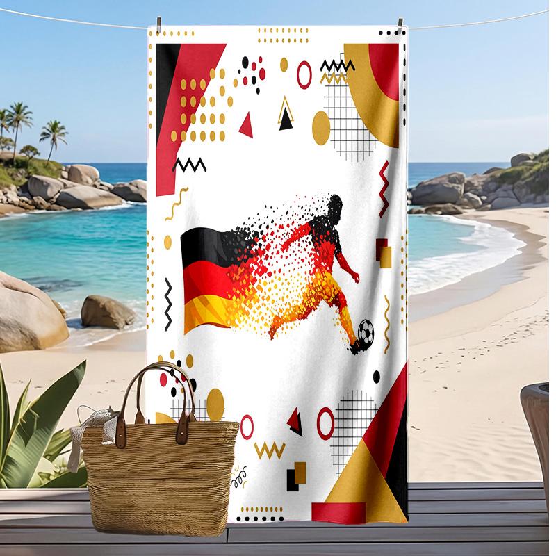 Germany Football Print Beach Towel Quick Dry Super Absorbent Soft Bath Towel for Swimming Beach Travel Fan Souvenir Gift