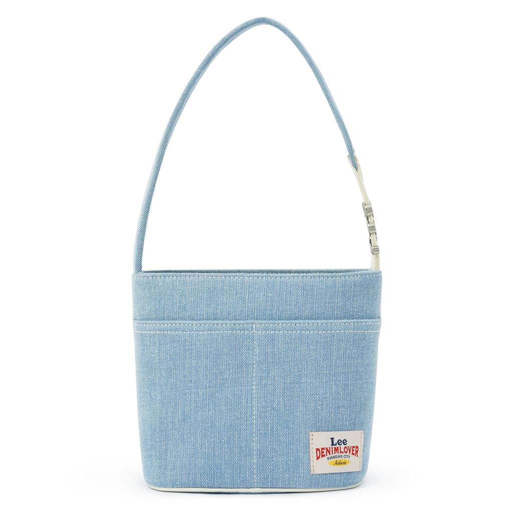 New Lee Fabric+Artificial Leather Baby Blue Shoulder Bag, Bucket Bag, Shoulder Bag Regular Women's Vintage Light Cow LE240070M-521