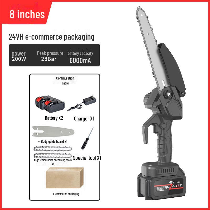 High-Power Rechargeable Handheld Electric Chainsaw for Tree Pruning and Logging
